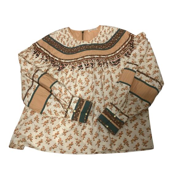 Ulla Johnson western bohemian, peasant floral print beads embellishment size 4 - Picture 4 of 8